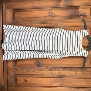 navy and white striped dress